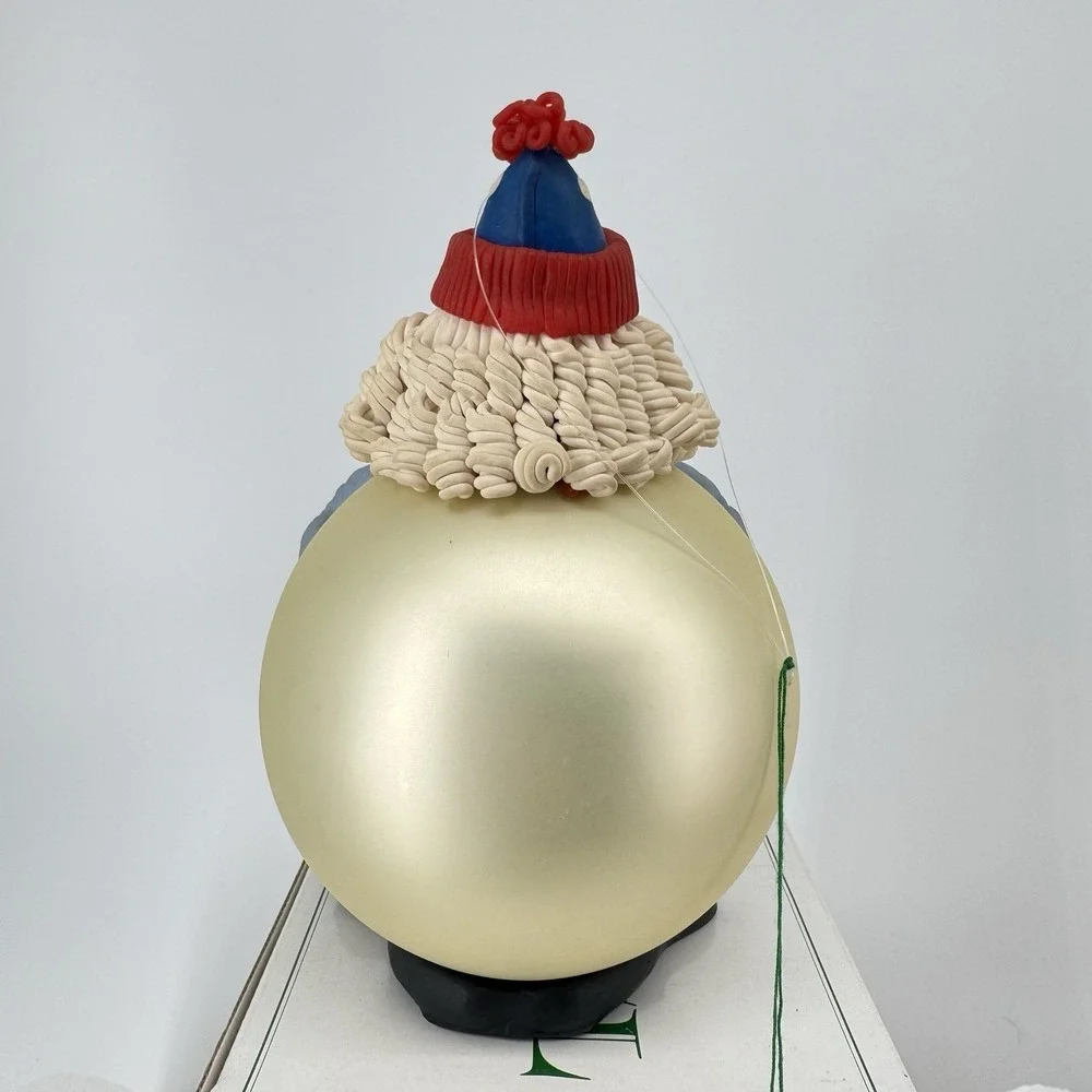 Vintage Department 56 Ice Skating Santa Ornament Knit Cap‎ Holiday Christmas
